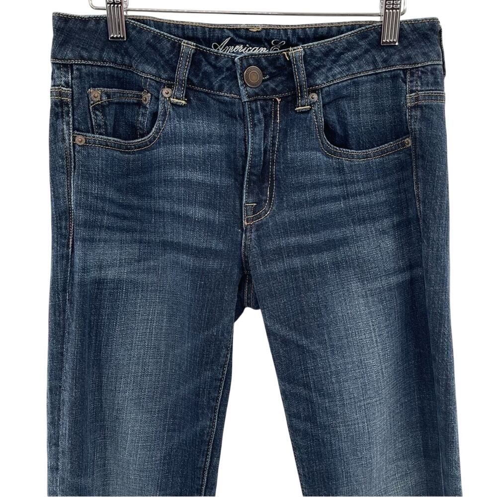 American Eagle Relaxed Baggy Boy Fit Cropped Stretch Jeans Dark Wash Size 2 - Picture 4 of 10